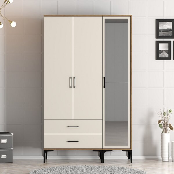 Šatní skříň Kiara RT (ořech + krémová). Akce -25%