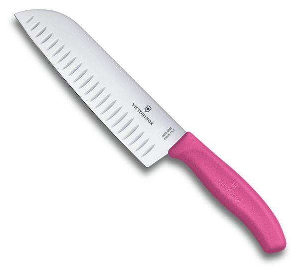 Japonský Nůž Santoku s výbrusy SWISS CLASSIC 17 cm růžový - Victorinox (SWISS CLASSIC Santoku Japonský Nůž s výbrusy 17 cm růžový - Victorinox)