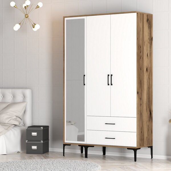 Šatní skříň Kiara RT (ořech + bílá). Akce -25%