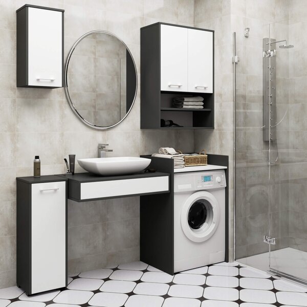 Ak furniture Závěsná koupelnová skříňka Fin W64 64 cm grafit/bílá
