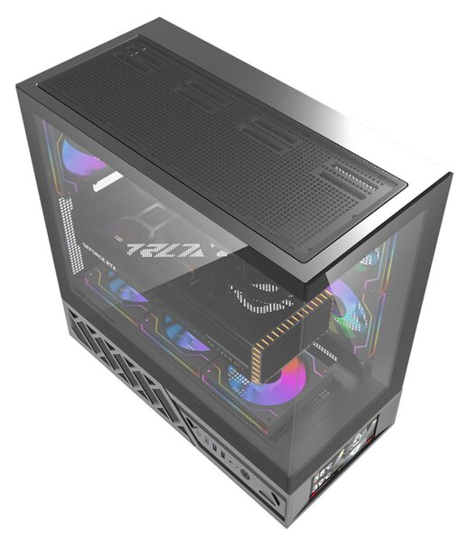 Počítačová skříň DarkFlash DS950V s displejem (černá) + 6 ventilátorů