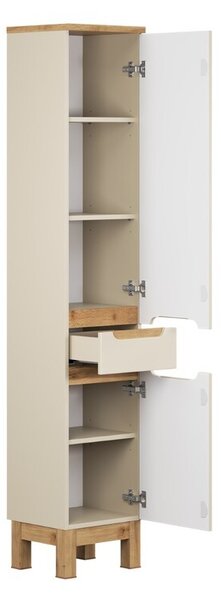Comad Koupelnová sestava Bali Casad Cloud s deskou, umyvadlem, skříňkami a zrcadlem 80 cm kašmírová/dub wotan