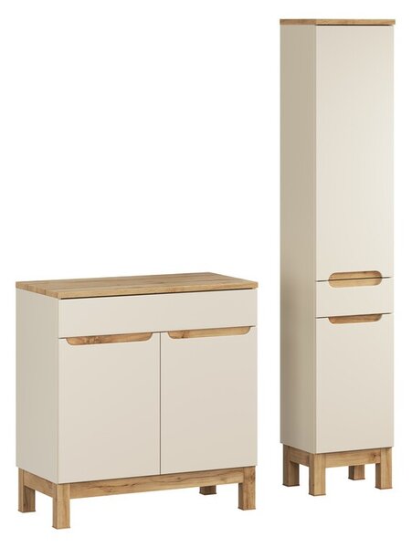 Comad Koupelnová sestava Bali Casad s deskou a skříňkami 80 cm kašmírová/dub wotan