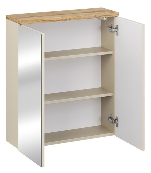 Comad Koupelnová sestava Bali Nature Lola s deskou, umyvadlem, skříňkami a zrcadlem 60 cm kašmírová/dub wotan