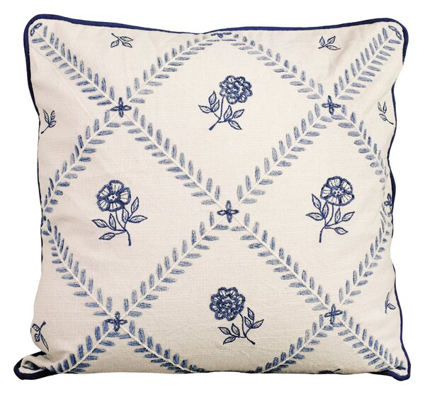 Vyšívaný povlak na polštář Lovisa Blue/White 45 × 45 cm