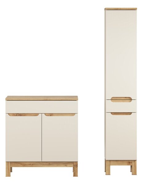 Comad Koupelnová sestava Bali Casad s deskou a skříňkami 80 cm kašmírová/dub wotan