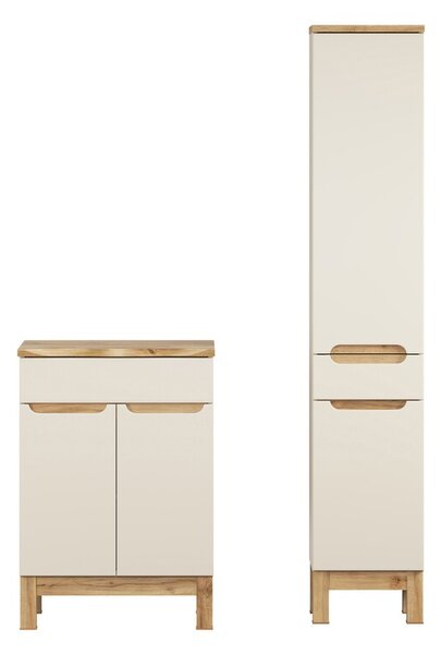 Comad Koupelnová sestava Bali Nature s deskou a skříňkami 60 cm kašmírová/dub wotan