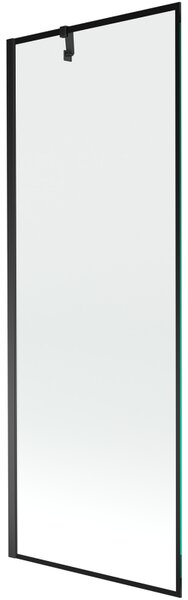 Mexen Next, vanová zástěna 1-křídlová 70 x 150 cm, fixní křídlo, 6 mm čiré sklo s černým vzorem, černý profil, 895-070-000-00-70-70