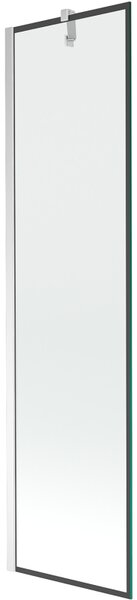 Mexen Next, vanová zástěna 1-křídlová 50 x 150 cm, fixní křídlo, 6 mm čiré sklo s černým vzorem, chromový profil, 895-050-000-00-70-01