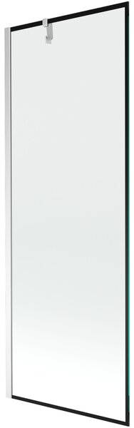 Mexen Next, vanová zástěna 1-křídlová 70 x 150 cm, fixní křídlo, 6 mm čiré sklo s černým vzorem, chromový profil, 895-070-000-00-70-01