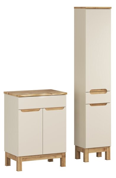 Comad Koupelnová sestava Bali Nature s deskou a skříňkami 60 cm kašmírová/dub wotan
