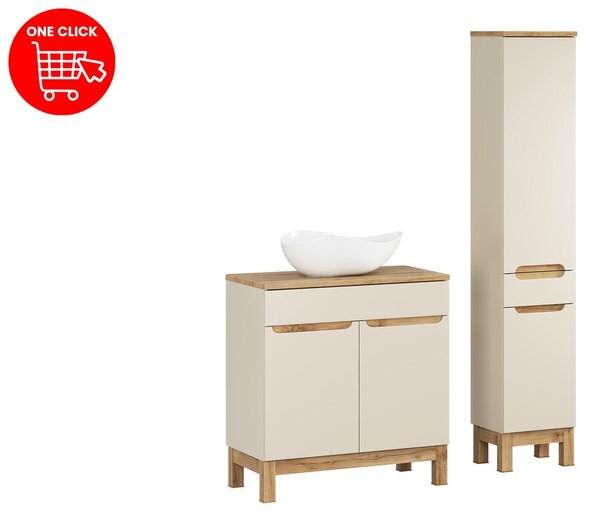 Comad Koupelnová sestava Bali Casad s deskou, umyvadlem a skříňkami 80 cm kašmírová/dub wotan