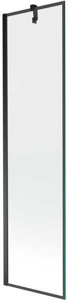 Mexen Next, vanová zástěna 1-křídlová 50 x 150 cm, fixní křídlo, 6 mm čiré sklo s černým vzorem, černý profil, 895-050-000-00-70-70