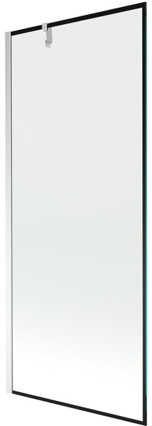 Mexen Next, vanová zástěna 1-křídlová 80 x 150 cm, fixní křídlo, 6 mm čiré sklo s černým vzorem, chromový profil, 895-080-000-00-70-01