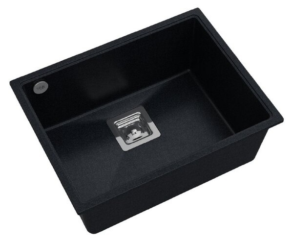 Sink Quality Argon 60, kuchyňský granitový dřez 550x420x225 mm + chromový sifon, černá skvrnitá-Brocade, SKQ-ARG.B.1KBO.60.X