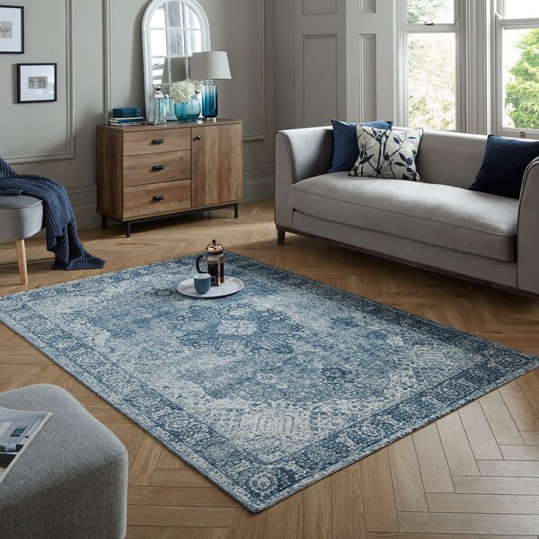 Flair Rugs, Kusový koberec Manhattan Antique Blue, 120x170, modrá, ložnice