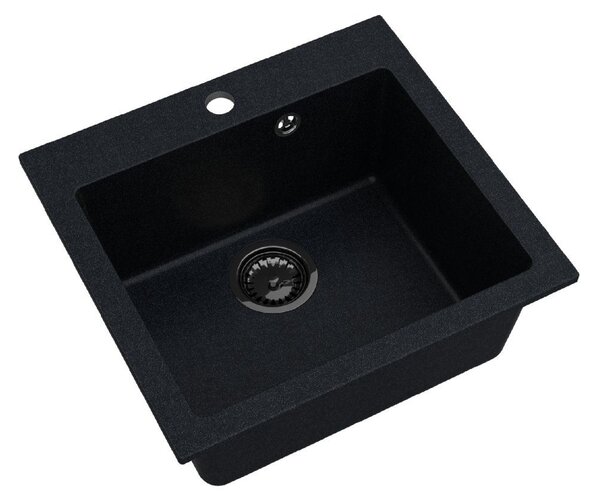 Sink Quality Ferrum 50, kuchyňský granitový dřez 490x450x195 mm + černý sifon, brocade, SKQ-FER.B.1K50.XB
