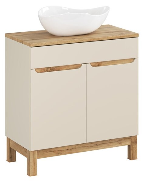 Comad Koupelnová skříňka Bali Casad Cloud s umyvadlem 80 cm kašmírová/dub wotan