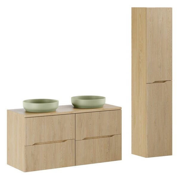 Comad Koupelnová sestava Nordic River s deskou, umyvadly a skříňkami 120 cm dub cremona