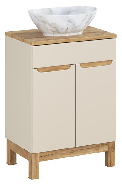 Comad Koupelnová skříňka Bali Casad Pati s deskou a umyvadlem 60 cm kašmírová/dub wotan