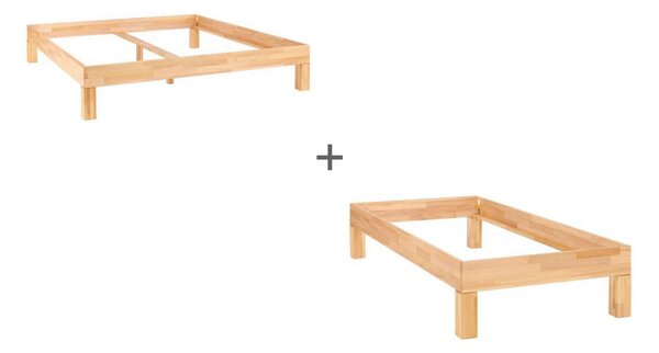 POSTEL PRO CELOU RODINU, 270/200 cm, jádrový buk MID.YOU - Manželské postele, Online Only