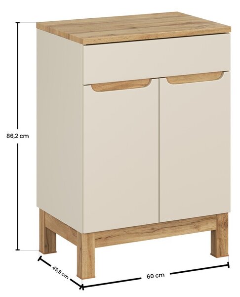 Comad Skříňka pod umyvadlo Bali Casad s deskou 60 cm kašmírová/dub wotan