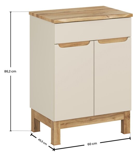 Comad Skříňka pod umyvadlo Bali Nature s deskou 60 cm kašmírová/dub wotan