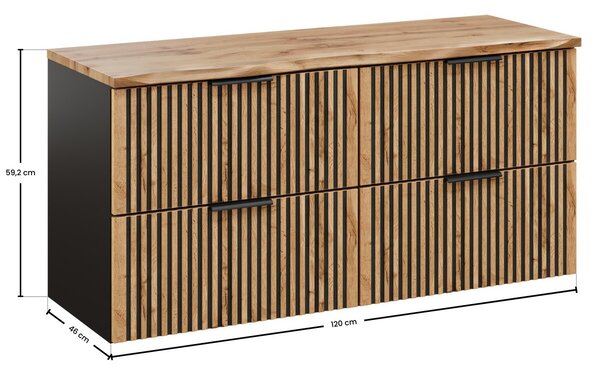 Comad Závěsná skříňka Casad Nature s deskou 120 cm dub wotan/černá
