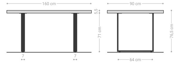 DELIFE Jídelní stůl Edge 160x90 XL akácie přírodní tenká podnož černá Live-Edge