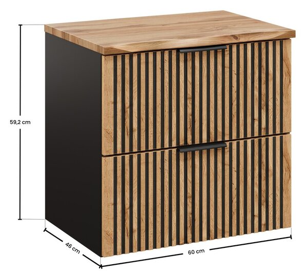 Comad Závěsná skříňka Casad Nature s deskou 60 cm dub wotan/černá