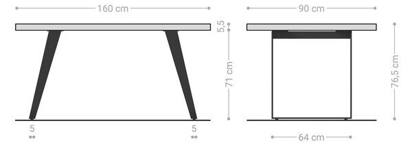 DELIFE Jídelní stůl Edge 160x90 XL akácie přírodní nerezová ocel šikmý Live-Edge