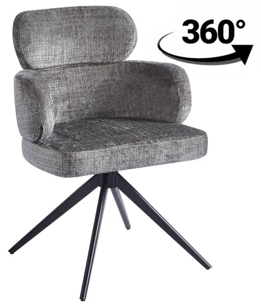 Furnitex Otočná Židle S Látkovým Čalouněním, Šedý Kovový Rám, 360° Otočení