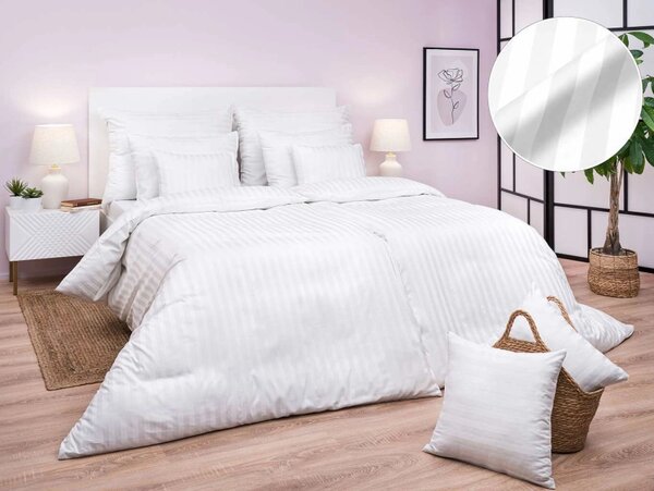 Profod Povlečení atlas grádl comfort bílý proužek 2 cm 140x200, 70x90 cm flap