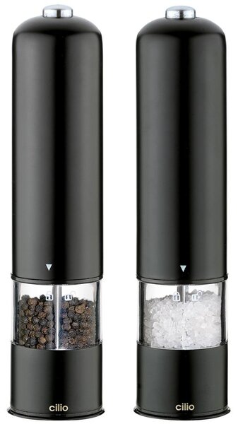 Sada mlýnků na pepř a sůl BERGAMO 23 cm, černé - Cilio (BERGAMO set mlýnků na pepř a sůl 23 cm, černé - Cilio)