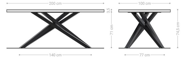 DELIFE Jídelní stůl Edge 200x100 akácie přírodní křížová podnož obdélník černá Live-Edge