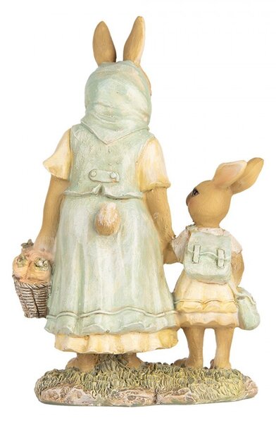 Dekorace králičí mamka s košíčkem a malou králičkou - 14*7*20 cm - Clayre & Eef