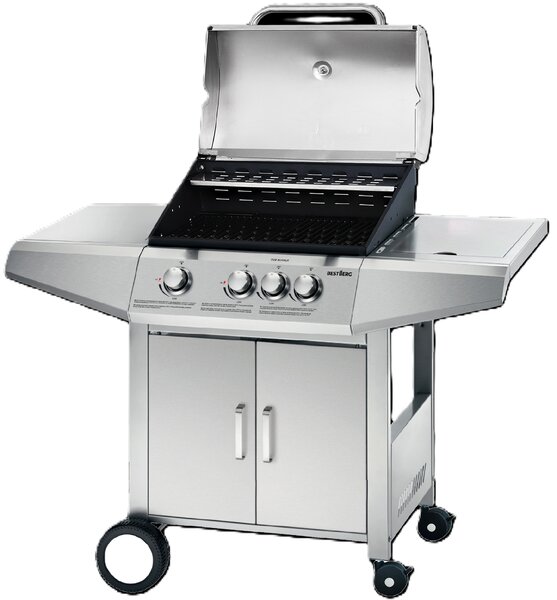 Plynový gril BestBerg BBBQ-23ST / 4 hořáky / 12,6 kW / stříbrná
