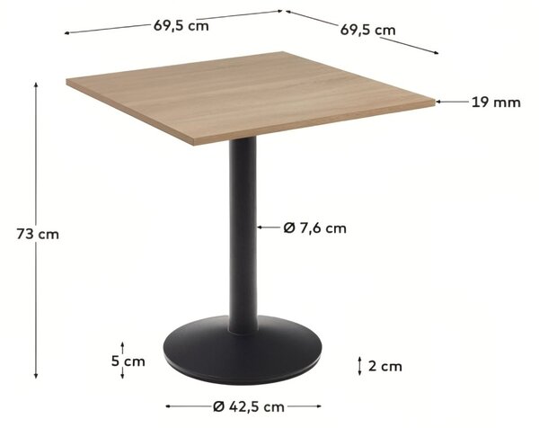 Přírodní bistro stolek Kave Home Esilda 70 x 70 cm