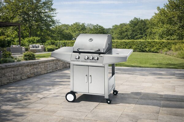 Plynový gril BestBerg BBBQ-23ST / 4 hořáky / 12,6 kW / stříbrná