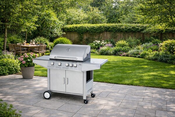 Plynový gril BestBerg BBBQ-24ST / 5 hořáků / 15,75 kW / stříbrná