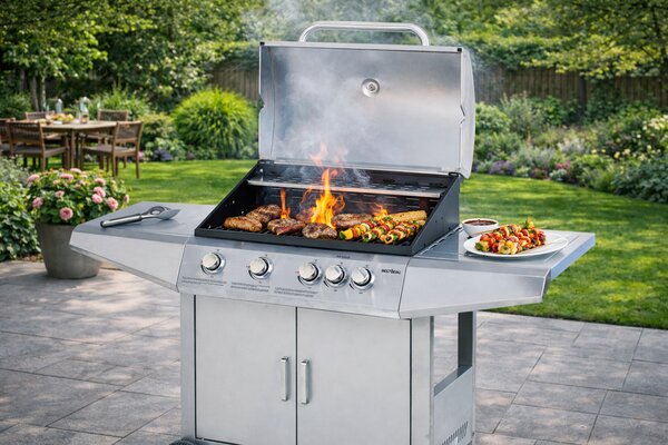 Plynový gril BestBerg BBBQ-24ST / 5 hořáků / 15,75 kW / stříbrná