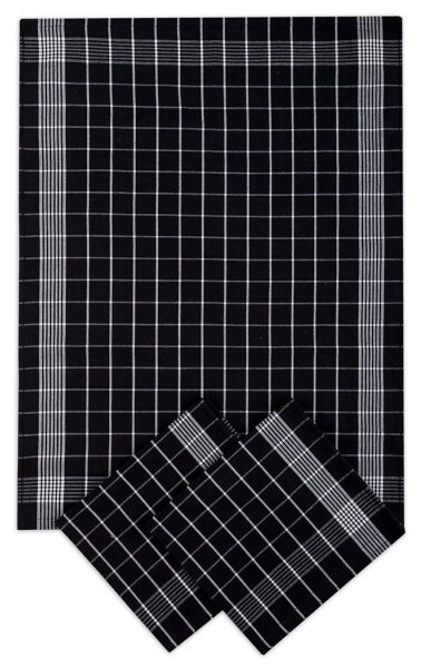 SVITAP sleep well Utěrky Pozitiv Egyptská bavlna 50x70 cm černá s bílým vzorem, 3 ks