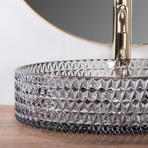 Rea, Umyvadlo na desku Rea Cristal Grey 39 nikl brush ring, REA-U8880