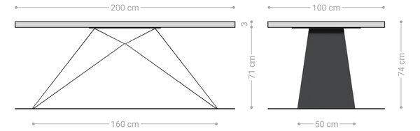 DELIFE Jídelní stůl Edge 200x100x2,5-3 dub přírodní podnož ve tvaru V plochá ocel černá Live-Edge