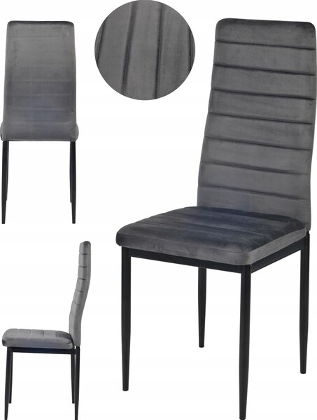 Ekspand | Jídelní židle LR-1494 - Tmavě šedá - Ergonomická - Elegantní design - Vysoce kvalitní samet
