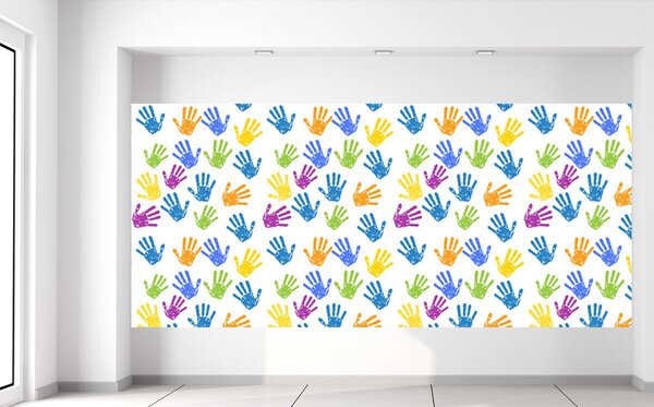 Gario Fototapeta Barevné dětské ručičky Materiál: Latexová, Velikost: 536 x 240 cm
