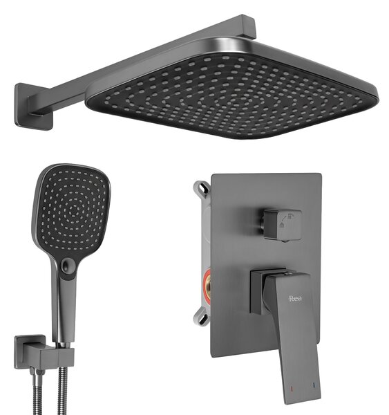 Sprchový komplet REA JOE + BOX s podomítkovou baterií, titan kartáčovaný