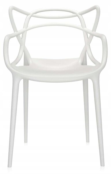 Ekspand | Sada židlí s prolamovaným designem – 4 kusy – bílá – ergonomické – skandinávský nábytek