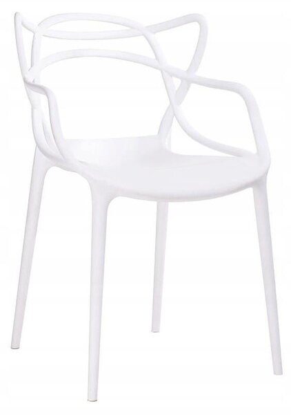 Ekspand | Sada židlí s prolamovaným designem – 4 kusy – bílá – ergonomické – skandinávský nábytek