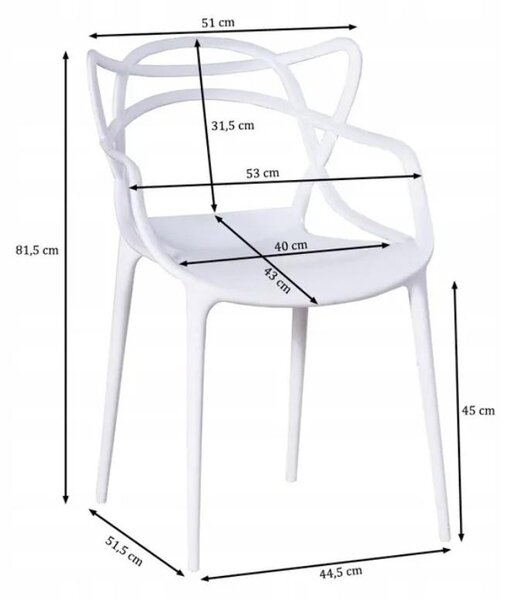 Ekspand | Sada židlí s prolamovaným designem – 4 kusy – bílá – ergonomické – skandinávský nábytek